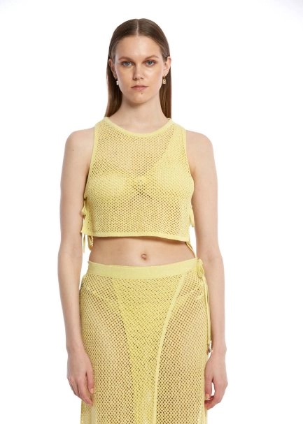 Sarı Beachwear Triko Üst - 1
