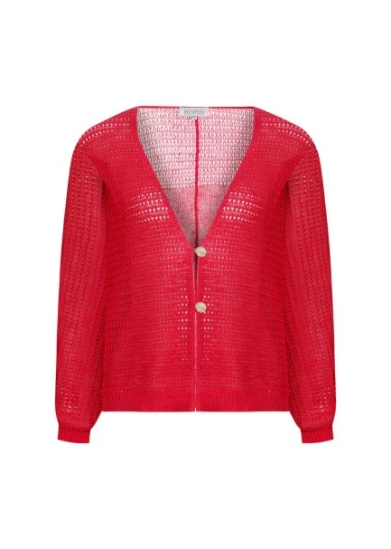 Seashell Button Linen Coral Knit Cardigan - 7