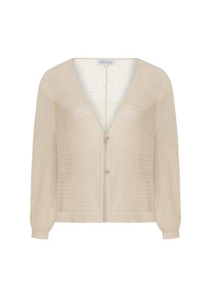 Seashell Button Linen Sand Knit Cardigan - 6