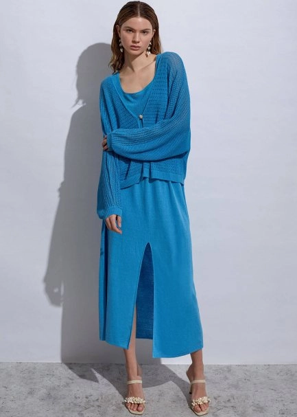 Seashell Button Linen Sky Knit Cardigan - 6