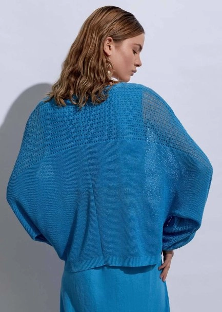 Seashell Button Linen Sky Knit Cardigan - 7