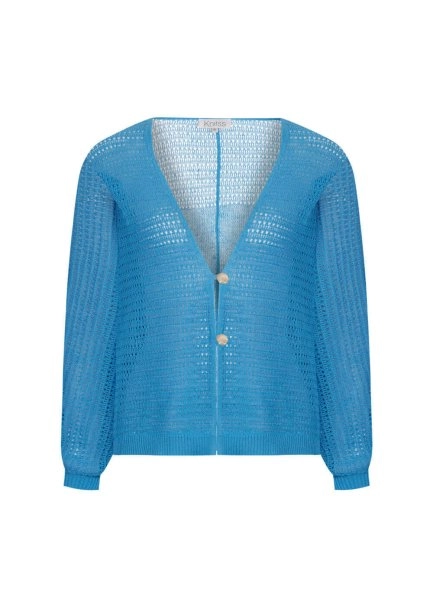 Seashell Button Linen Sky Knit Cardigan - 8