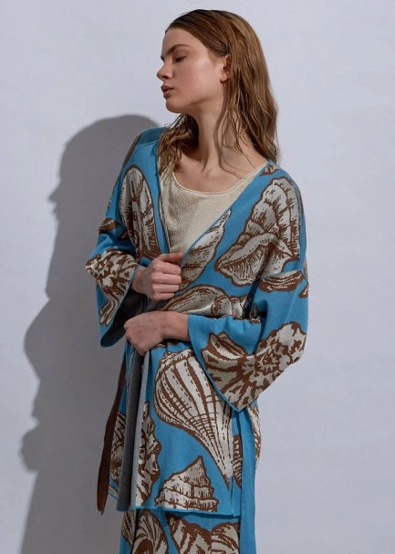 Seashell Patterned Knit Kimono - 1
