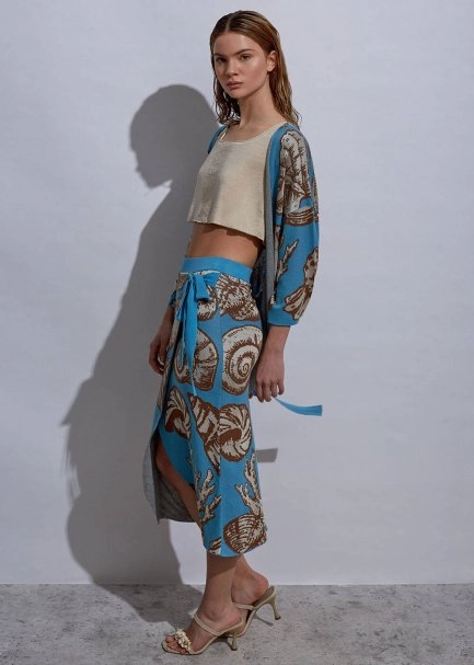 Seashell Patterned Knit Kimono - 3