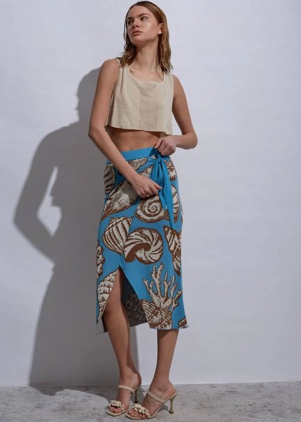 Seashell Patterned Knit Skirt - 2
