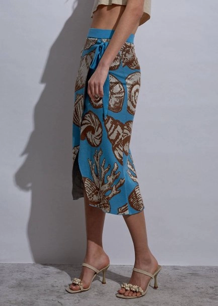 Seashell Patterned Knit Skirt - 3