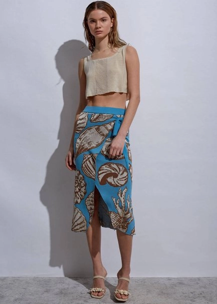 Seashell Patterned Knit Skirt - 5