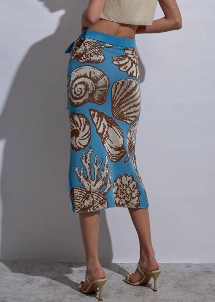 Seashell Patterned Knit Skirt - 6