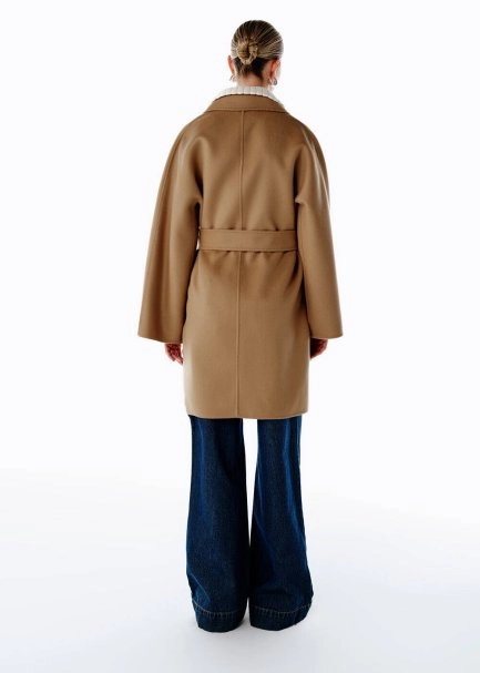 SELF BELTED WOOL COAT CAMEL - 5