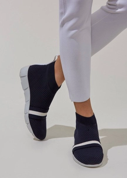 Şerit Bantlı Lacivert Triko Sneakers - 5