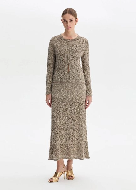 SHIMMERY CACAO KNIT CARDIGAN - 4