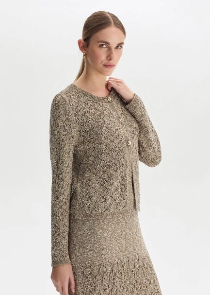 SHIMMERY CACAO KNIT CARDIGAN - 2