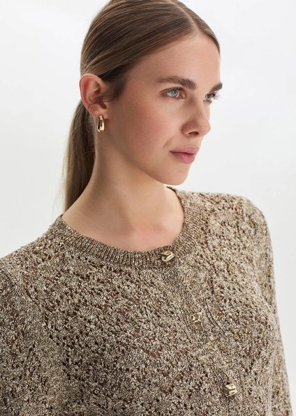 SHIMMERY CACAO KNIT CARDIGAN - 3