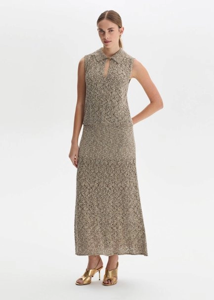 SHIMMERY CACAO KNIT SKIRT - 3