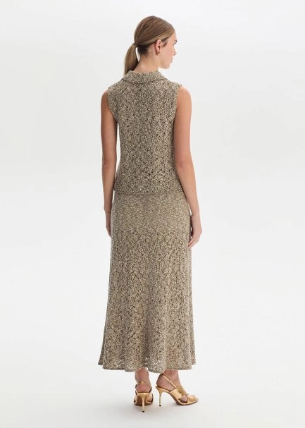 SHIMMERY CACAO KNIT SKIRT - 5