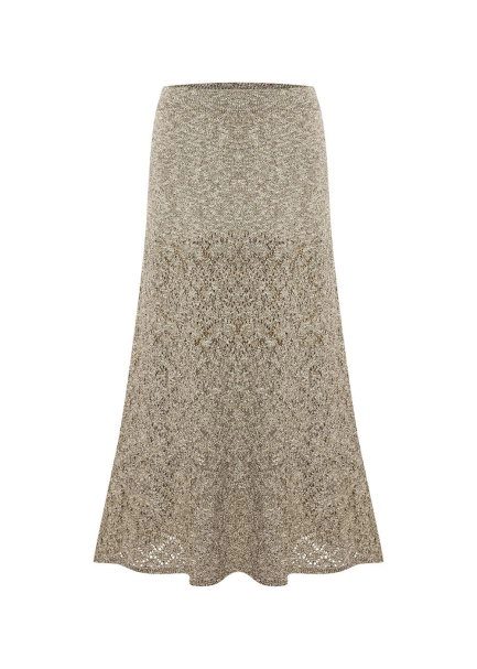 SHIMMERY CACAO KNIT SKIRT - 6