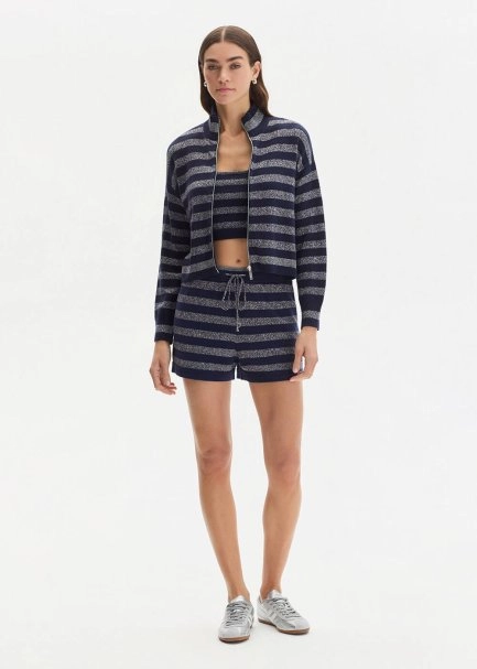 SHIMMERY NAVY KNIT CARDIGAN - 1