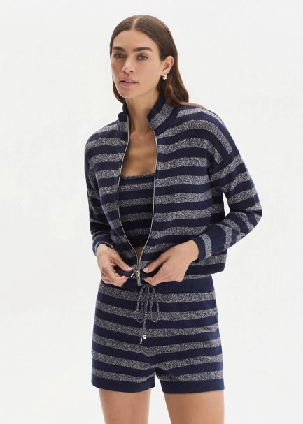 SHIMMERY NAVY KNIT CARDIGAN - 2