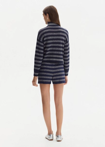 SHIMMERY NAVY KNIT CARDIGAN - 5