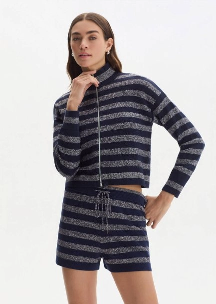 SHIMMERY NAVY KNIT CARDIGAN - 3