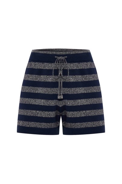 SHIMMERY NAVY KNIT SHORTS - 6