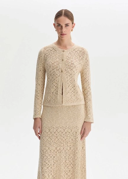 SHIMMERY SAND KNIT CARDIGAN - 3