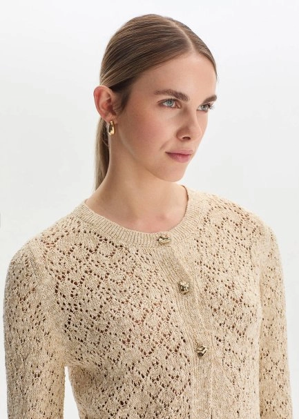 SHIMMERY SAND KNIT CARDIGAN - 2