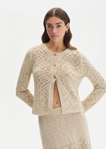 SHIMMERY SAND KNIT CARDIGAN - 1