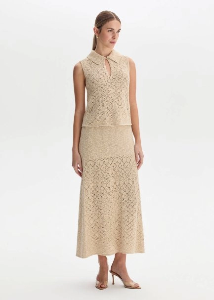 SHIMMERY SAND KNIT SKIRT - 3