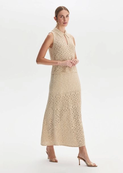 SHIMMERY SAND KNIT SKIRT - 2