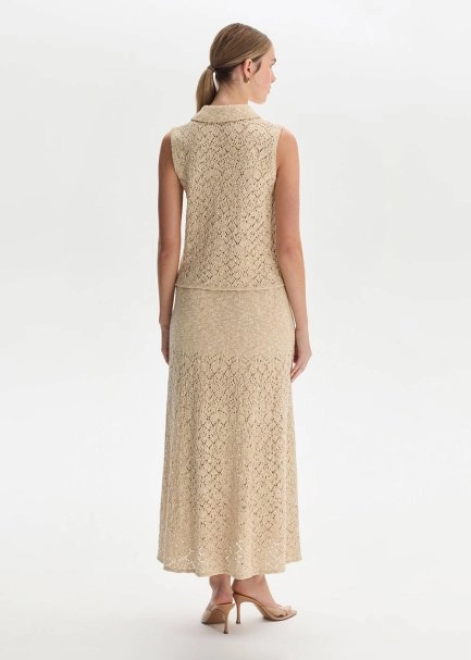 SHIMMERY SAND KNIT SKIRT - 5