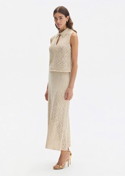 SHIMMERY SAND KNIT SKIRT - 2