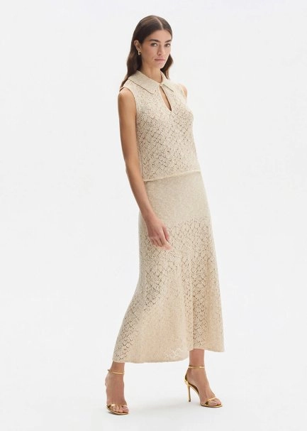 SHIMMERY SAND KNIT SKIRT - 4