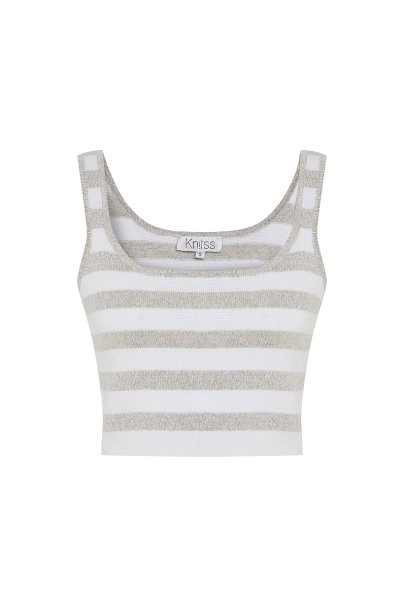 SHIMMERY WHITE CROP KNIT TOP - 6