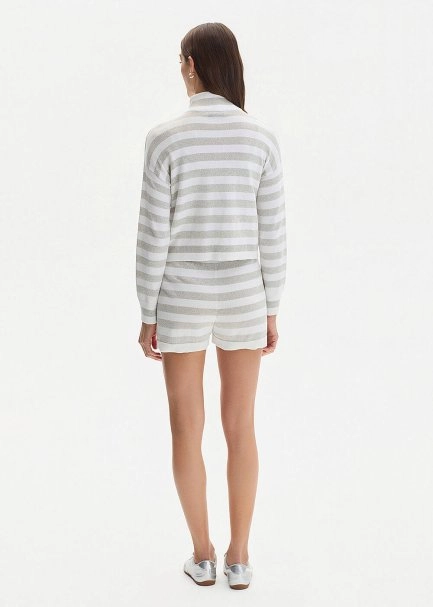 SHIMMERY WHITE KNIT CARDIGAN - 5