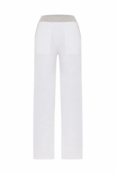 SHIMMERY WHITE KNIT PANTS - 6