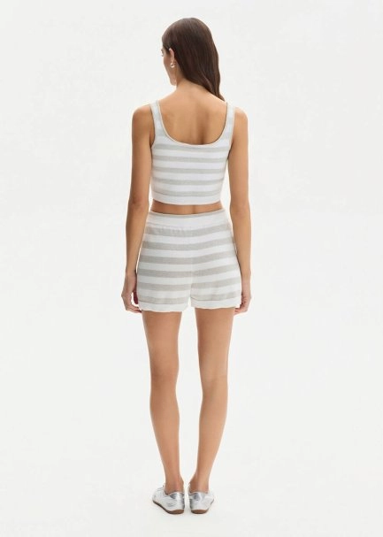 SHIMMERY WHITE KNIT SHORTS - 5