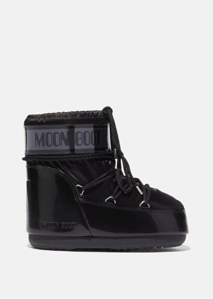 SHINY BLACK SLIP-ON MOON BOOT - 3