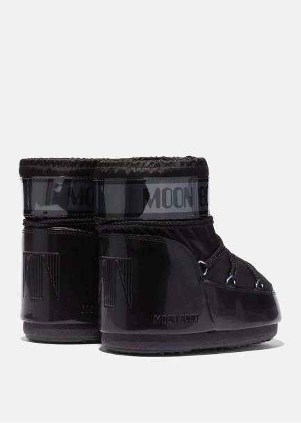 SHINY BLACK SLIP-ON MOON BOOT - 2