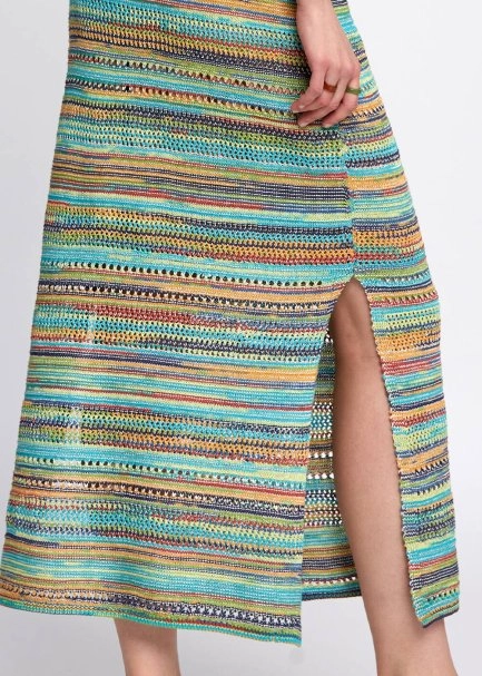 Side Slit Detail Midi Spice Knit Skirt - 7