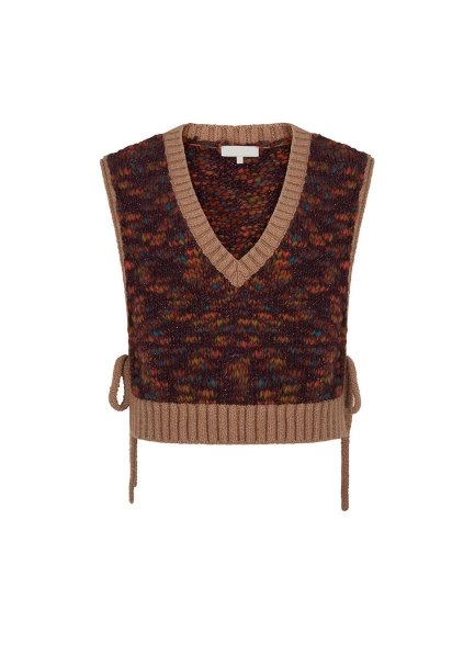 Sıde Tıe Detaıled Italıan Yarn Cınnamon Knıt Vest - 8