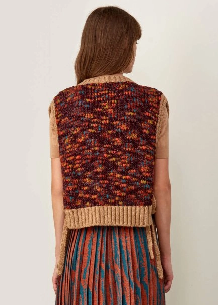 Sıde Tıe Detaıled Italıan Yarn Cınnamon Knıt Vest - 3