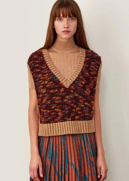 Sıde Tıe Detaıled Italıan Yarn Cınnamon Knıt Vest - 6