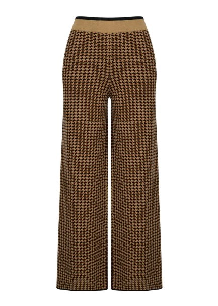 Siyah Camel Desenli Yün Triko Pantolon - 6