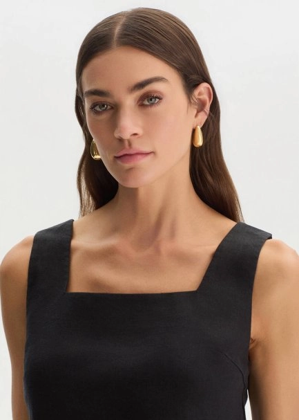 Siyah Keten Crop Üst - 4