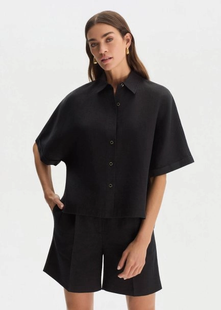 Siyah Keten Oversıze Üst - 4