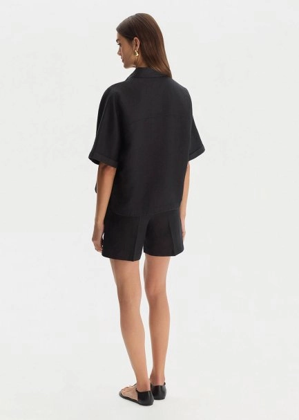 Siyah Keten Oversıze Üst - 5