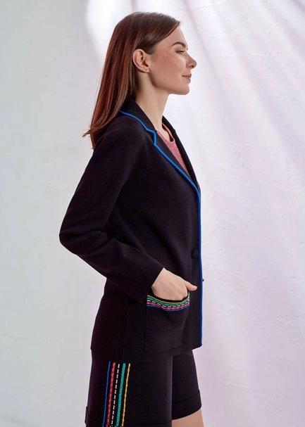 Siyah Triko Blazer Ceket - 4