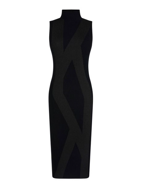 Sleeveless Black Midi Knit Dress - 6