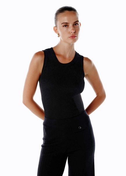 SLEEVELESS MERINO WOOL RICH BLEND KNIT TOP BLACK - 3